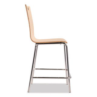 NPS® Bushwick Series Bentwood Stool, Counter Height, Supports Up to 500 lb, 24" Seat Height, Natural Seat/Back, Chrome Base, 4/PK (NPSBCM224)