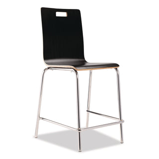 NPS® Bushwick Series Bentwood Stool, Counter Height, Supports Up to 500 lb, 24" Seat Height, Black Seat/Back, Chrome Base, 4/Pack (NPSBCM234)