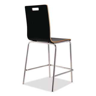 NPS® Bushwick Series Bentwood Stool, Counter Height, Supports Up to 500 lb, 24" Seat Height, Black Seat/Back, Chrome Base, 4/Pack (NPSBCM234)