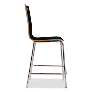 NPS® Bushwick Series Bentwood Stool, Counter Height, Supports Up to 500 lb, 24" Seat Height, Black Seat/Back, Chrome Base, 4/Pack (NPSBCM234)
