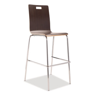 NPS® Bushwick Series Bentwood Stool, Supports Up to 500 lb, 30" Seat Height, Espresso Seat, Espresso Back, Chrome Base, 4/Pack (NPSBCS214)