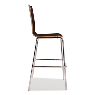NPS® Bushwick Series Bentwood Stool, Supports Up to 500 lb, 30" Seat Height, Espresso Seat, Espresso Back, Chrome Base, 4/Pack (NPSBCS214)