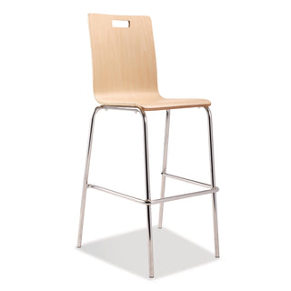 NPS® Bushwick Series Bentwood Stool, Supports Up to 500 lb, 30" Seat Height, Natural Seat, Natural Back, Chrome Base, 4/Pack (NPSBCS224)