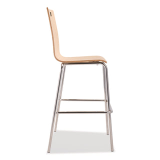 NPS® Bushwick Series Bentwood Stool, Supports Up to 500 lb, 30" Seat Height, Natural Seat, Natural Back, Chrome Base, 4/Pack (NPSBCS224)