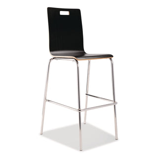 NPS® Bushwick Series Bentwood Stool, Supports Up to 500 lb, 30" Seat Height, Black Seat, Black Back, Chrome Base, 4/Pack (NPSBCS234)