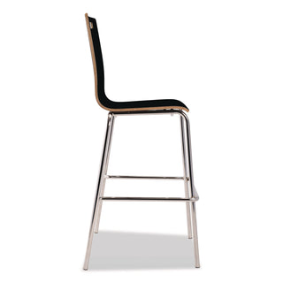 NPS® Bushwick Series Bentwood Stool, Supports Up to 500 lb, 30" Seat Height, Black Seat, Black Back, Chrome Base, 4/Pack (NPSBCS234)
