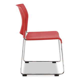 NPS® 8800 Series Cafetorium Plastic Stack Chair, Supports Up to 500 lb, 18" Seat Height, Red Seat, Red Back, Chrome Base, 4/Pack (NPS881711174)