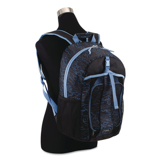 FUEL Bijoux Deluxe Backpack and Lunch Bag Bundle, 15.5" Laptop Sleeve, 12" x 8" x 18.5" and 7.5" x 4.25" x 9", Black/Blue Camo (FUE110592STOC2)