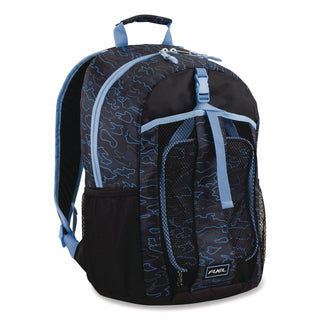 FUEL Bijoux Deluxe Backpack and Lunch Bag Bundle, 15.5" Laptop Sleeve, 12" x 8" x 18.5" and 7.5" x 4.25" x 9", Black/Blue Camo (FUE110592STOC2)