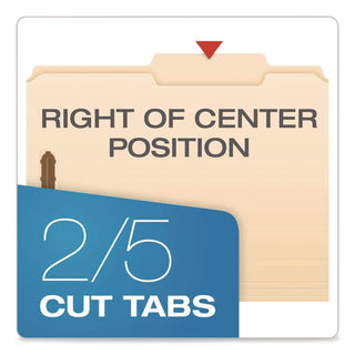 Pendaflex® Manila Fastener Folders, 2/5-Cut Tabs, 0.75" Expansion, 2 Fasteners, Letter Size, Manila Exterior, 50/Box (PFX24580)