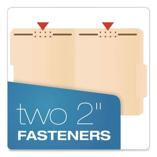 Pendaflex® Manila Fastener Folders, 2/5-Cut Tabs, 0.75" Expansion, 2 Fasteners, Letter Size, Manila Exterior, 50/Box (PFX24580)