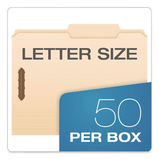 Pendaflex® Manila Fastener Folders, 2/5-Cut Tabs, 0.75" Expansion, 2 Fasteners, Letter Size, Manila Exterior, 50/Box (PFX24580)