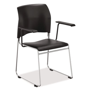 NPS® 8700 Series Cafetorium Chair With Armrests, Supports Up to 500 lb, 18" Seat Height, Black Seat/Back, Chrome Base, 8/Pack (NPS87101110A8)