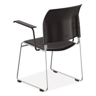 NPS® 8700 Series Cafetorium Chair With Armrests, Supports Up to 500 lb, 18" Seat Height, Black Seat/Back, Chrome Base, 8/Pack (NPS87101110A8)