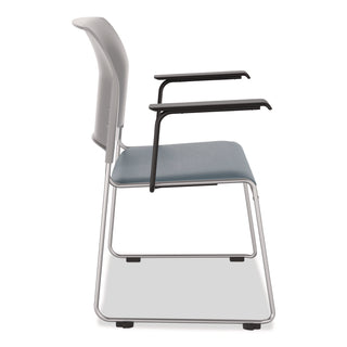 NPS® 8700 Series Cafetorium Chair With Armrests, Supports Up to 500 lbs, 18" Seat Height, Blue Seat, Gray Back, Silver Base, 8/PK (NPS87421202A8)