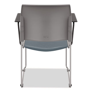 NPS® 8700 Series Cafetorium Chair With Armrests, Supports Up to 500 lbs, 18" Seat Height, Blue Seat, Gray Back, Silver Base, 8/PK (NPS87421202A8)