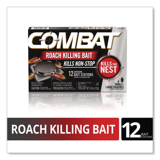 Combat® Roach Bait Insecticide, for Small and Large Roaches, 0.42 oz, 12 Bait Stations (DIA05701EA)