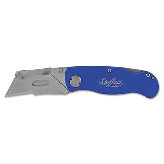 Great Neck® Sheffield Folding Lockback Knife, 1 Utility Blade, Blue (GRN12113)
