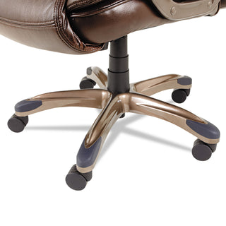 Alera® Veon Series Executive High-Back Bonded Leather Chair, Supports up to 275 lbs., Brown Seat/Brown Back, Bronze Base (ALEVN4159)