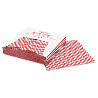 Bagcraft Grease-Resistant Paper Wraps and Liners, 12 x 12, Red Check, 1000/Box, 5 Boxes/Carton (BGC057700)