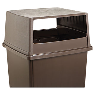 Rubbermaid® Commercial Glutton Receptacle, Hooded Top without Door, Rectangular, 23w x 26.63d x 13h, Brown (256VBN)
