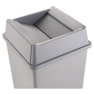 Rubbermaid® Commercial Untouchable Square Swing Top Lid, Plastic, 20.13w x 20.13d x 6.25h, Gray (2664GY)