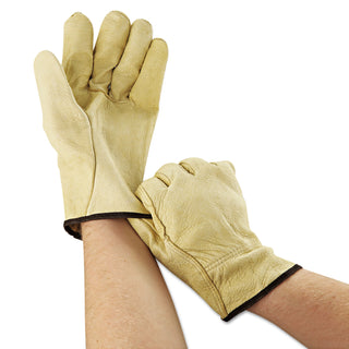 MCR™ Safety Unlined Pigskin Driver Gloves, Cream, Large, 12 Pairs (127-3400L)