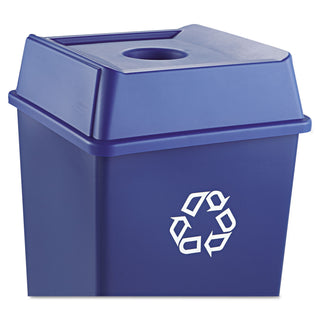 Rubbermaid® Commercial Untouchable Bottle and Can Recycling Top, Round Opening, 20.13w x 20.13d x 6.25h, Blue (2791DB)