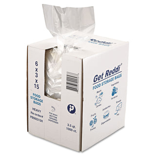InteplastPitt Food Bags, 3.5 qt, 1 mil, 6" x 15", Clear, 1,000/Carton (IBSPB060315H)