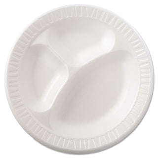 Dart® Laminated Foam Dinnerware, Plate, 3-Comp, 10 1/4", White, 125/Pk, 4 Pks/Ctn (DRC10CPWQR)