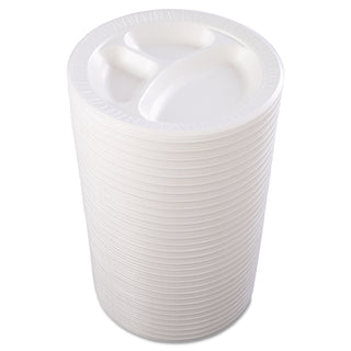 Dart® Laminated Foam Dinnerware, Plate, 3-Comp, 10 1/4", White, 125/Pk, 4 Pks/Ctn (DRC10CPWQR)
