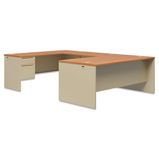 HON® 38000 Series Right Pedestal Desk, 72w x 36d x 29.5h, Harvest/Putty (HON38293RCL)