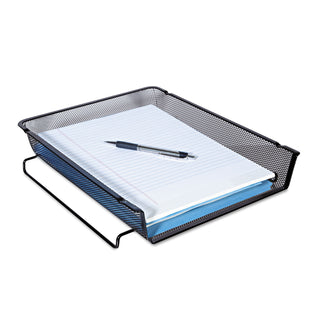 Universal® Deluxe Mesh Stackable Front Load Tray, 1 Section, Letter Size Files, 11.25" x 13" x 2.75", Black (UNV20004)