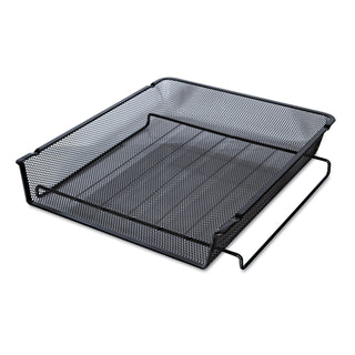 Universal® Deluxe Mesh Stackable Front Load Tray, 1 Section, Letter Size Files, 11.25" x 13" x 2.75", Black (UNV20004)