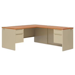 HON® 38000 Series Left Pedestal Desk, 66w x 30d x 29.5h, Harvest/Putty (HON38292LCL)