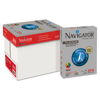 Navigator® Platinum Paper, 99 Bright, 20lb, 8.5 x 11, White, 500 Sheets/Ream, 10 Reams/Carton (SNANPL1120)