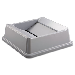 Rubbermaid® Commercial Untouchable Square Swing Top Lid, Plastic, 20.13w x 20.13d x 6.25h, Gray (2664GY)