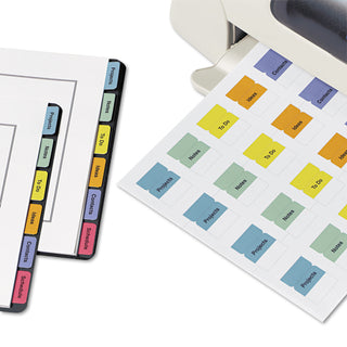 Avery® Printable Plastic Tabs with Repositionable Adhesive, 1/5-Cut Tabs, Assorted Colors, 1.75" Wide, 80/Pack (AVE16283)