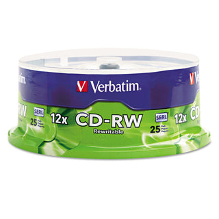 Verbatim® CD-RW Discs, 700MB/80min, 4X/12X, Spindle, 25/Pk (VER95155)