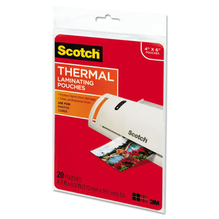 Scotch® Laminating Pouches, 5 mil, 4.33" x 6.33", Gloss Clear, 20/Pack (MMMTP590020)