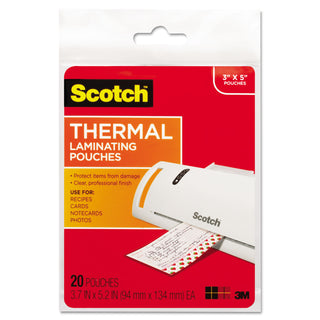 Scotch® Laminating Pouches, 5 mil, 5.38" x 3.75", Gloss Clear, 20/Pack (MMMTP590220)