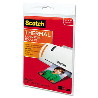Scotch® Laminating Pouches, 5 mil, 5" x 7", Gloss Clear, 20/Pack (MMMTP590320)