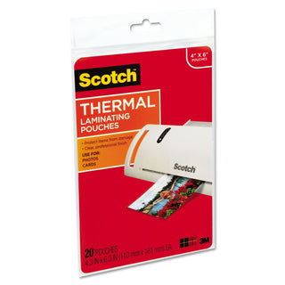 Scotch® Laminating Pouches, 5 mil, 4.33" x 6.33", Gloss Clear, 20/Pack (MMMTP590020)