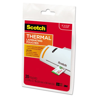 Scotch® Laminating Pouches, 5 mil, 3.75" x 2.38", Gloss Clear, 20/Pack (MMMTP585120)