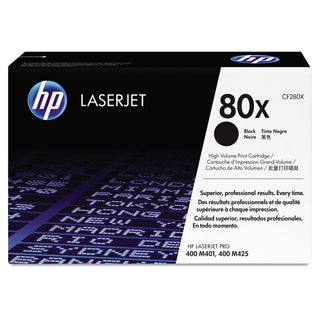 HP 80X, (CF280X) High Yield Black Original LaserJet Toner Cartridge (HEWCF280X)