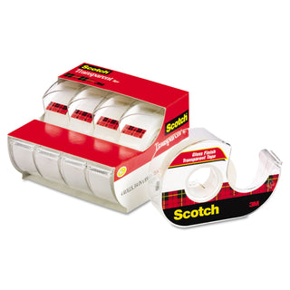 Scotch® Transparent Tape In Handheld Dispenser, 1" Core, 0.75" x 70.83 ft, Transparent, 4/Pack (MMM4184)