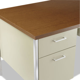 Alera® Double Pedestal Steel Desk, Metal Desk, 60w x 30d x 29.5h, Cherry/Putty (ALESD6030PC)