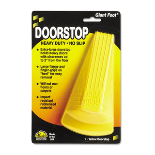 Master Caster® Giant Foot Doorstop, No-Slip Rubber Wedge, 3.5w x 6.75d x 2h, Safety Yellow (MAS00966)