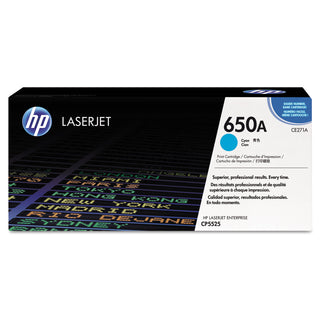 HP 650A, (CE271A) Cyan Original LaserJet Toner Cartridge (HEWCE271A)