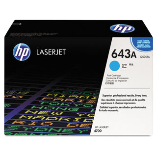 HP 643A Cyan Toner Cartridge, Model Q5951A, Page Yield 10000 (HEWQ5951A)